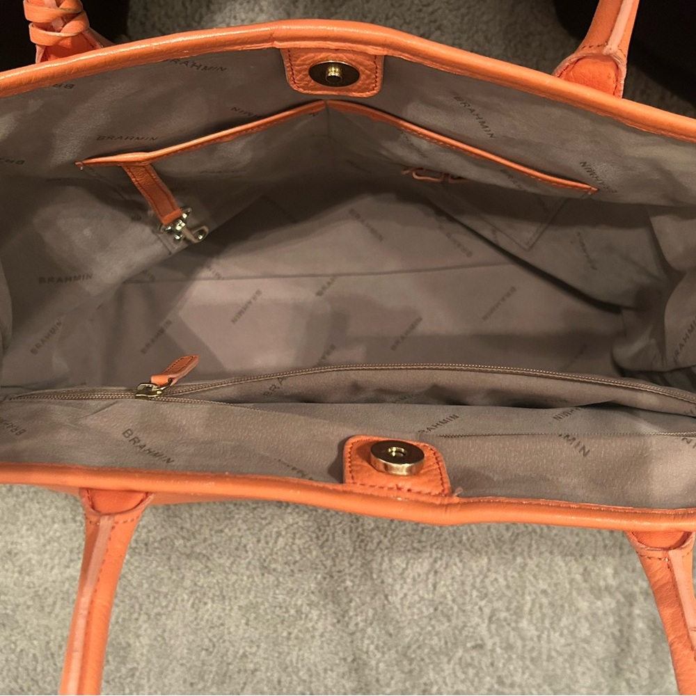 Brahmin Coral Pebbled Leather Tote & Matching Zip-Around Wallet Set - Picture 10 of 16